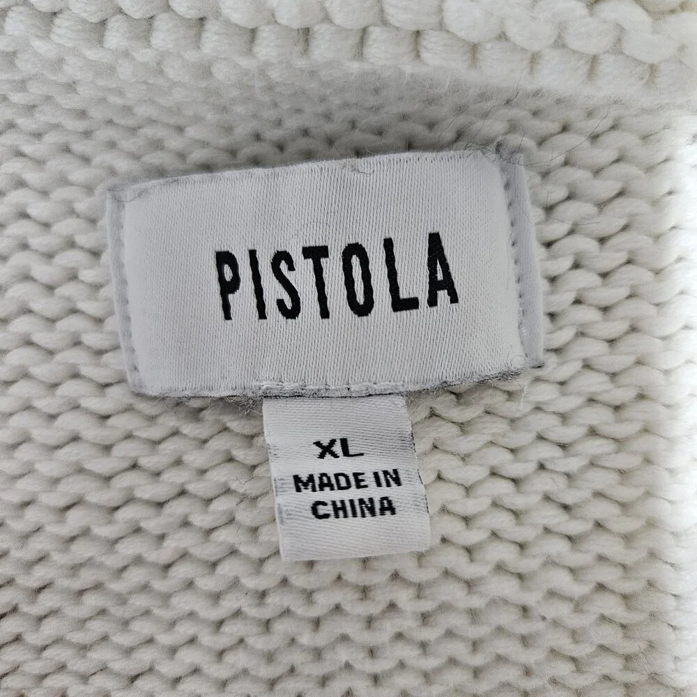 Pistola Sweater Womens XL Midnight Cream Stripe Collared Knit Pullover Academia - Picture 8 of 10